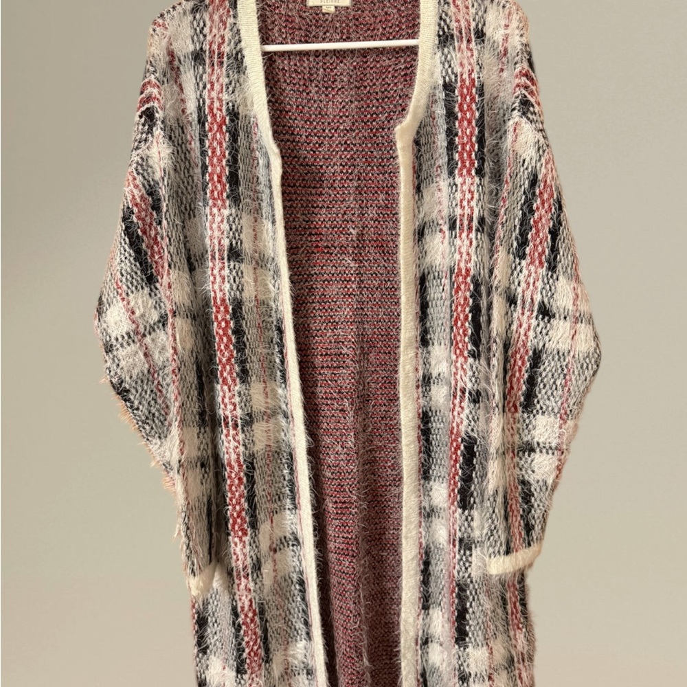 Plaid Open-Front Women Sweater